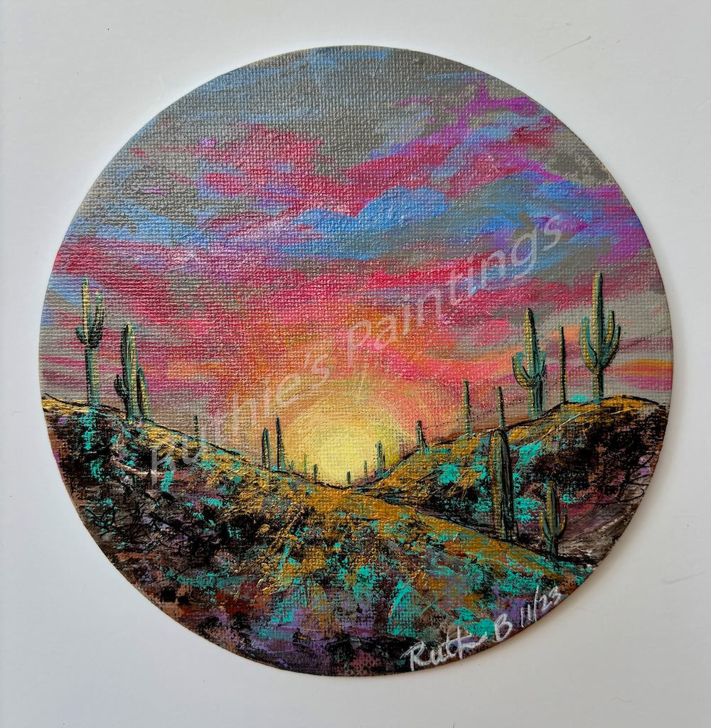 "Pink Sunset" Hand Painted Magnet