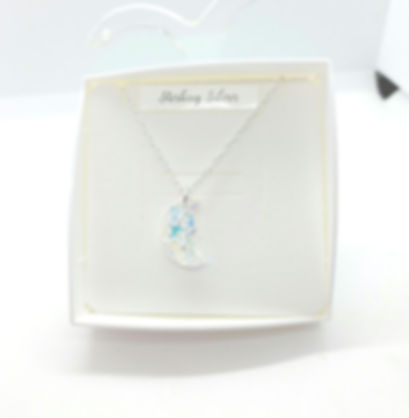 Austrian crystal moon with sterling silver star.