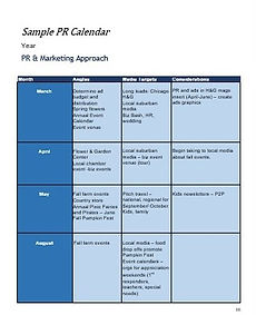 DIY PR Book: PR calendar template