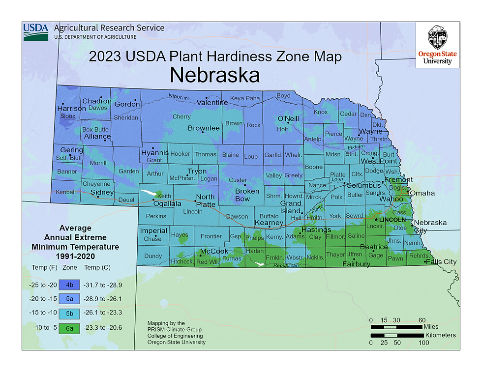 Nebraska’s climate ranges from cold winters to hot, dry summers.