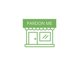 Green storefront icon with Pardon Me text