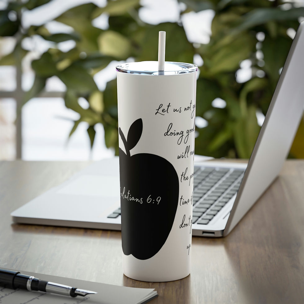 Thumbnail: Let Us Not Get Tired Skinny Steel Tumbler with Straw, 20oz