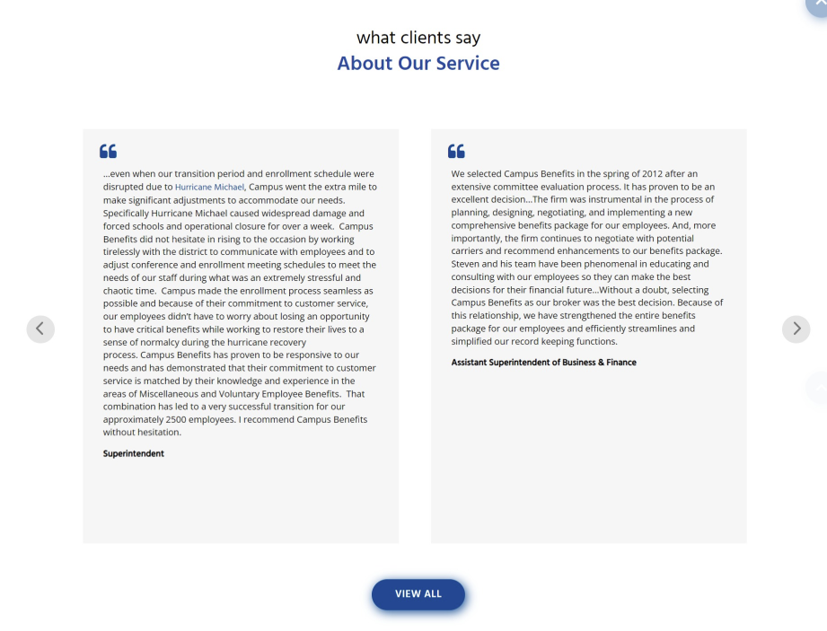 Campus Benefits old testimony layout