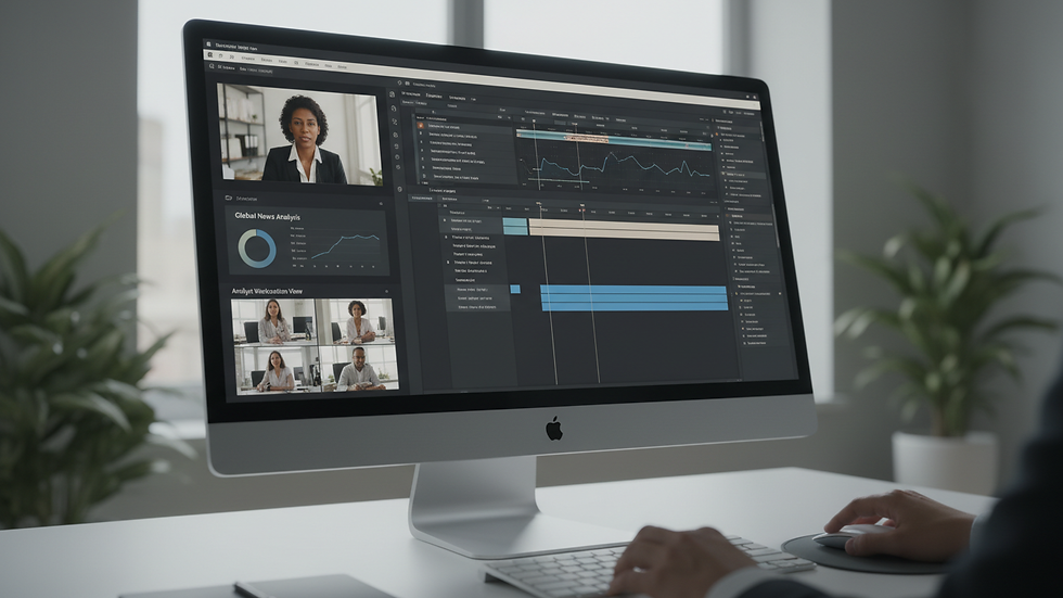 Close-up view of a professional editing video content on a computer screen