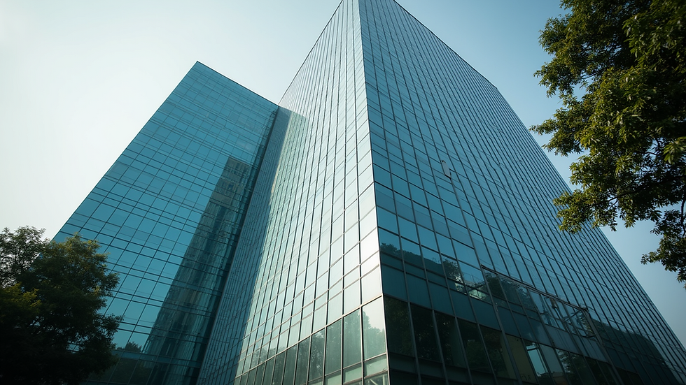 Eye-level view of a modern office building in Bangalore