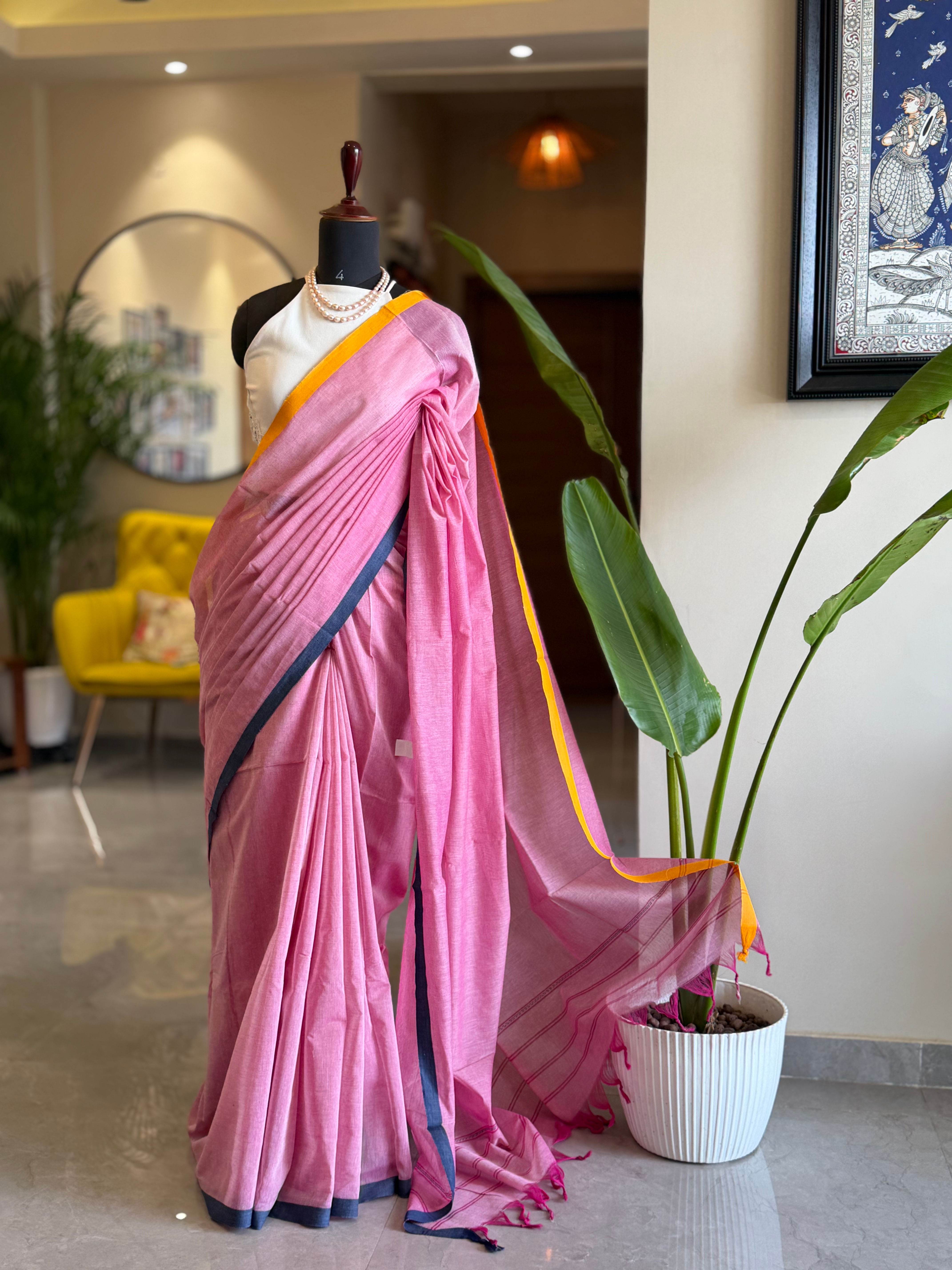 Handwoven Bengal soft cotton saree 