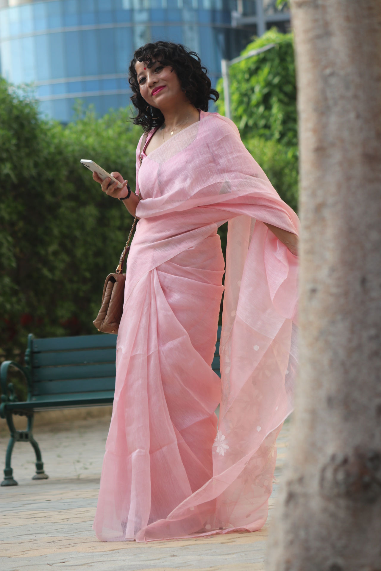 HANDLOOM LINEN SILK JAMDANI PALLU