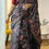 Thumbnail: Handwoven black COTTON SILK PATOLA navratna with hathi motif   design