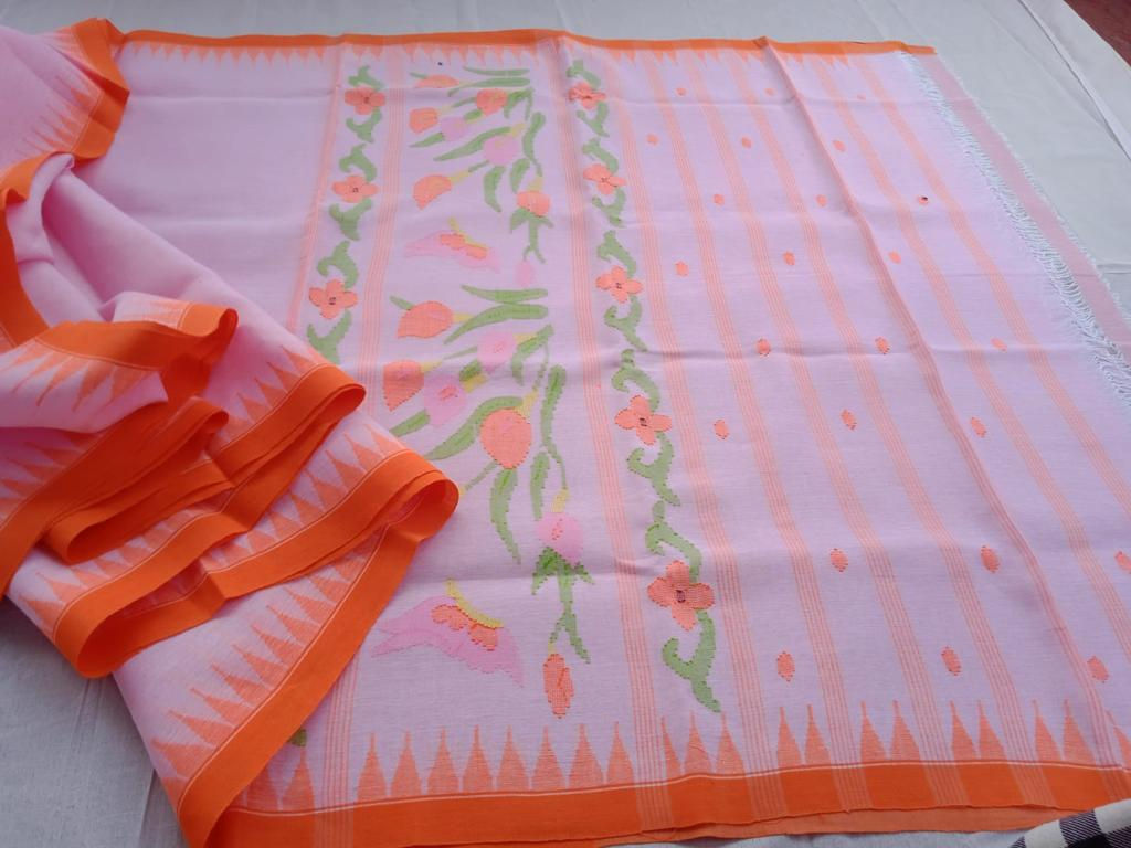 Moirangphee cotton saree without blouse piece dense buti work on pallu