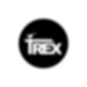 Logo TRex en blanc sur fond noir avec une silhouette de dinosaure au-dessus de la lettre T.