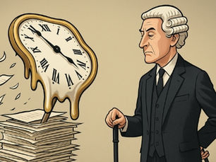 Relógio e martelo de juiz representando prazos de prescrição penal e Advogado Criminal Itajaí