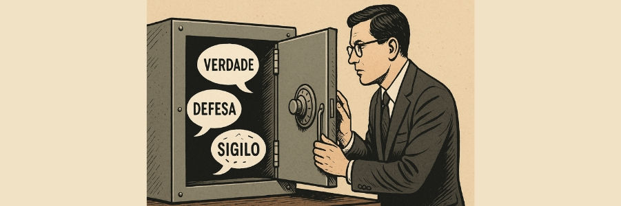 Advogado e cliente em reunião confidencial discutindo sigilo advocatício criminal e estratégia de defesa. Advogado Criminal Itajaí/SC