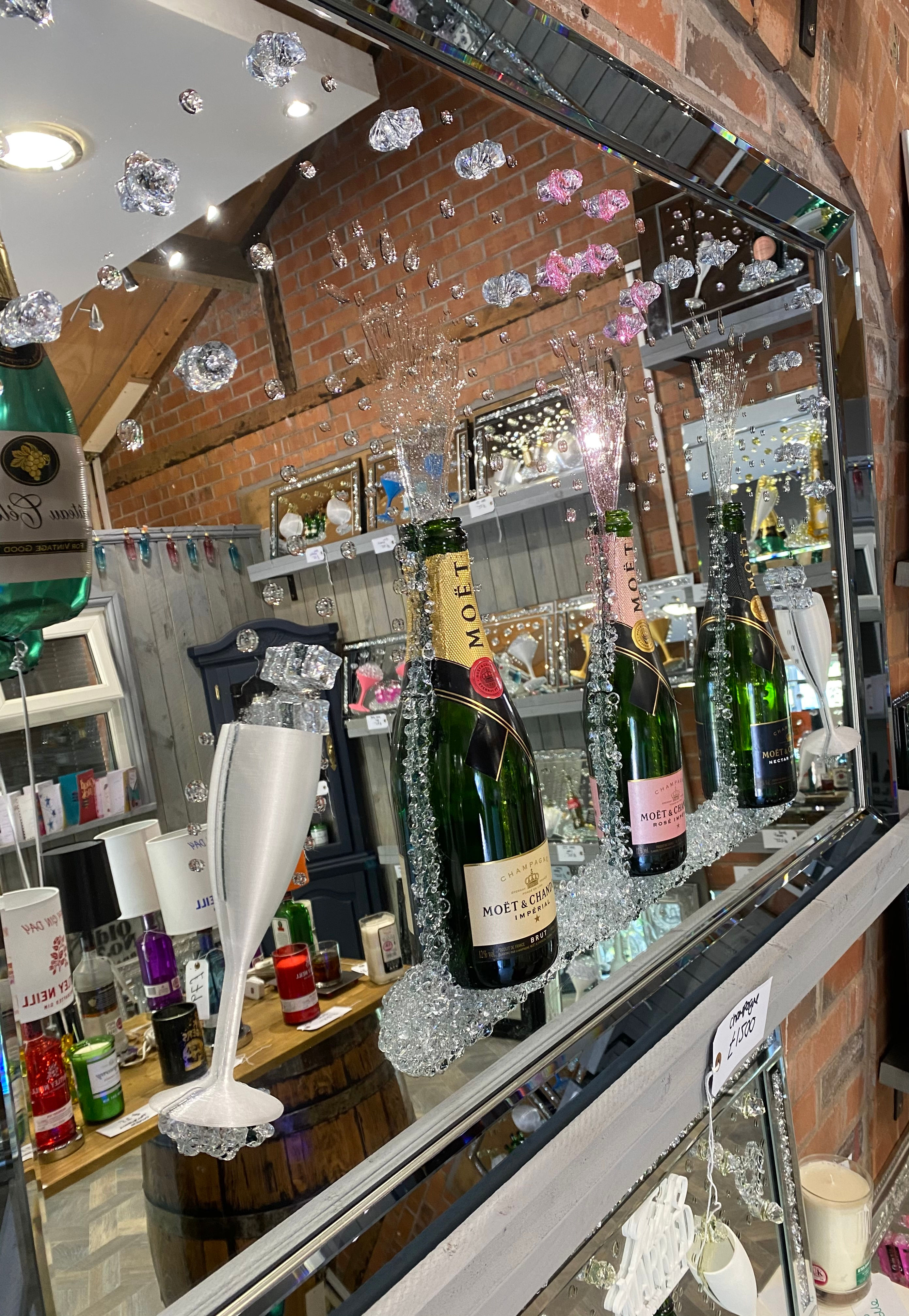 Moet Champagne Collection 3D Art Glass Mirrored Picture