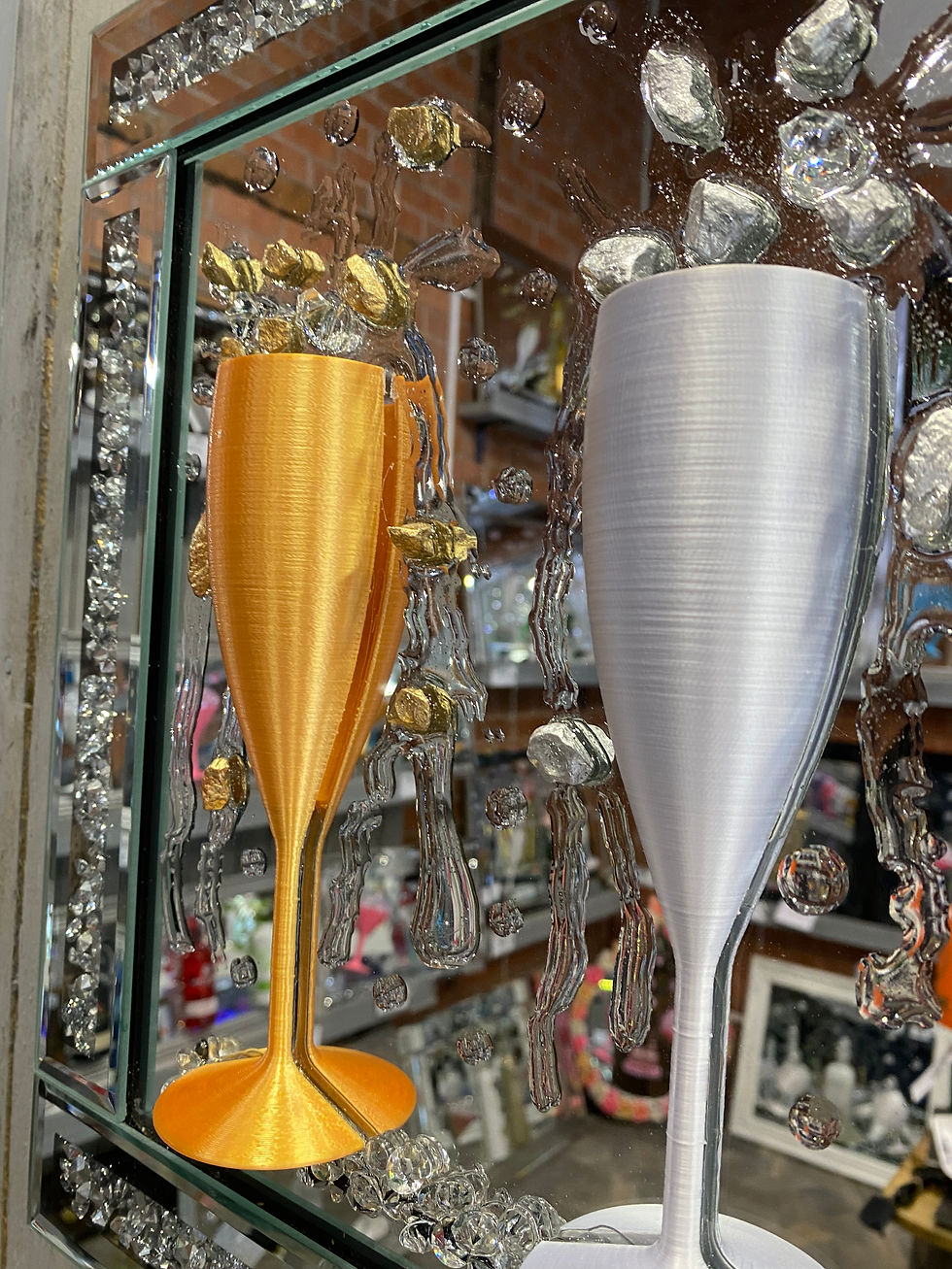 Thumbnail: Champagne Flute Gold and Silver 3D Art Mirror Picture