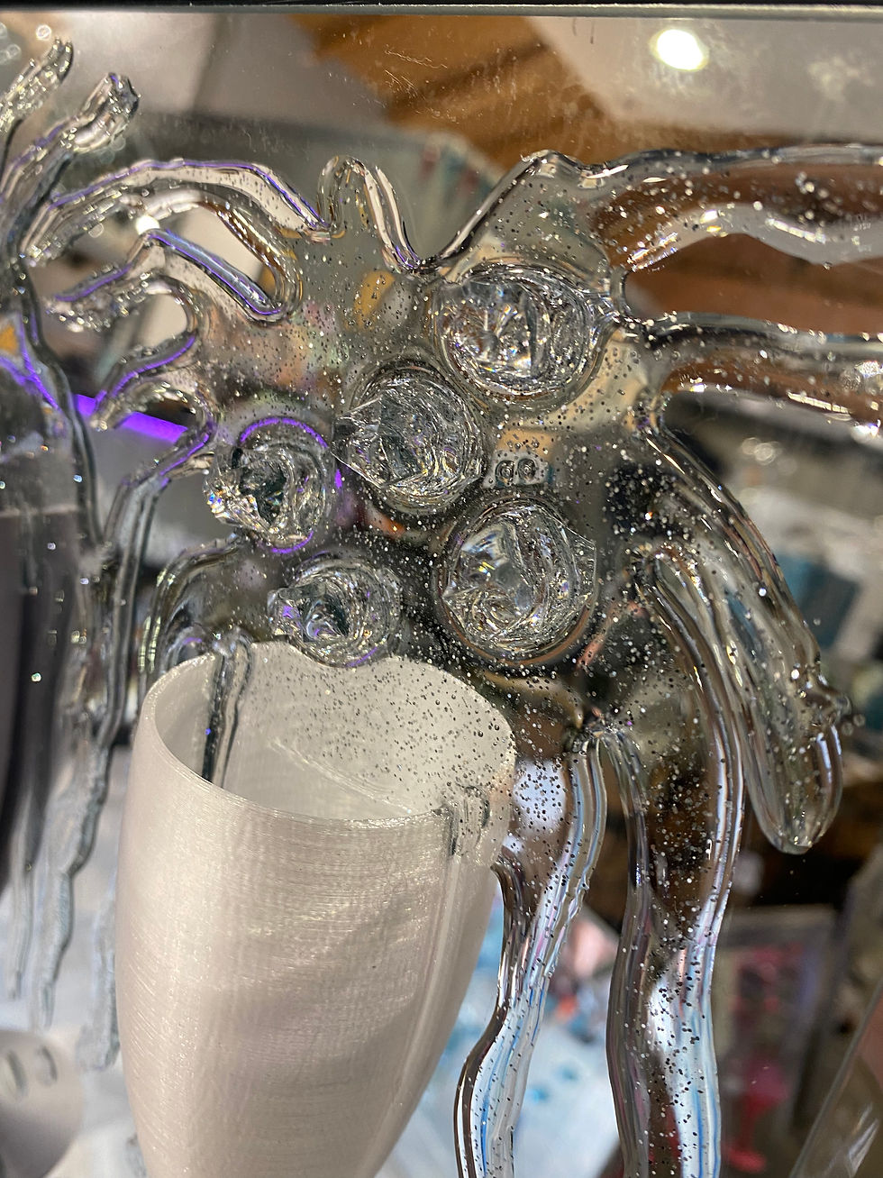 Thumbnail: Champagne Flute Silver and White 3D Art Mirror Picture