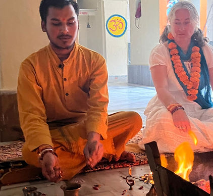Puja in old temple Rishikesh North India Yoga Retreat