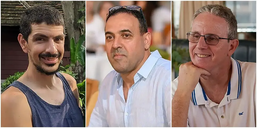 Released hostages, from left: Or Levy, Eli Sharabi and Ohad Ben Ami.