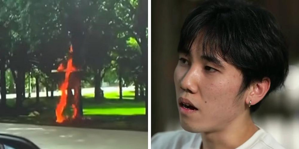 Left-wing Asian man claims Chicago cross burning—says it was anti-Trump protest, not white supremacy