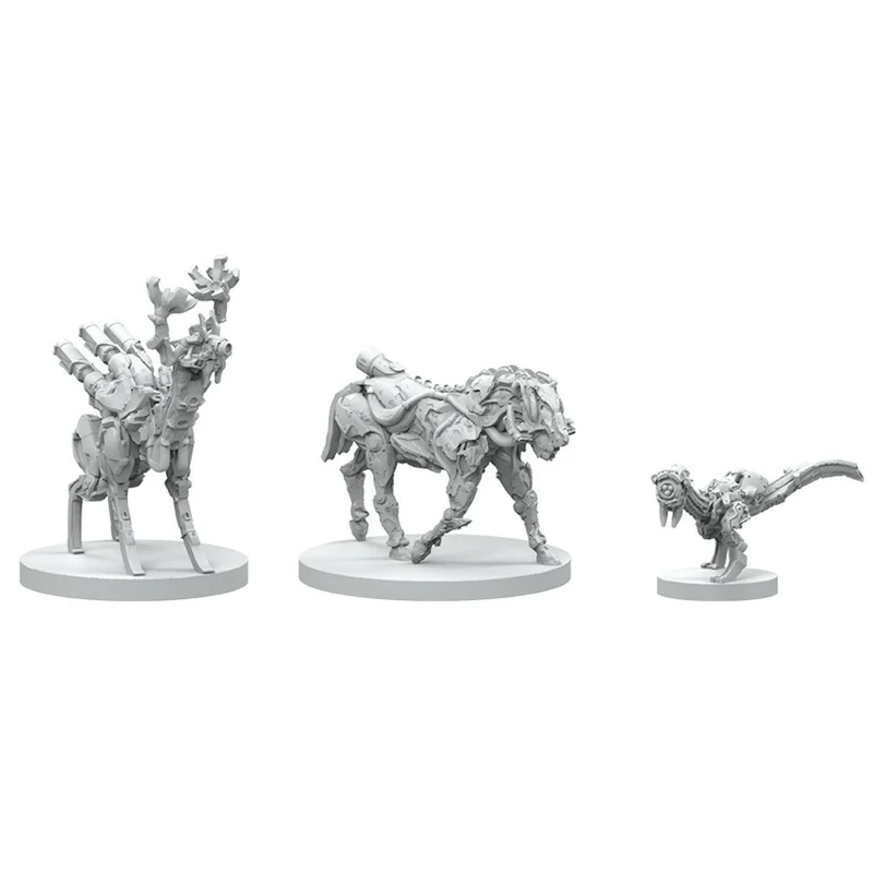 Unpainted miniatures from the Horizon Zero Dawn board game