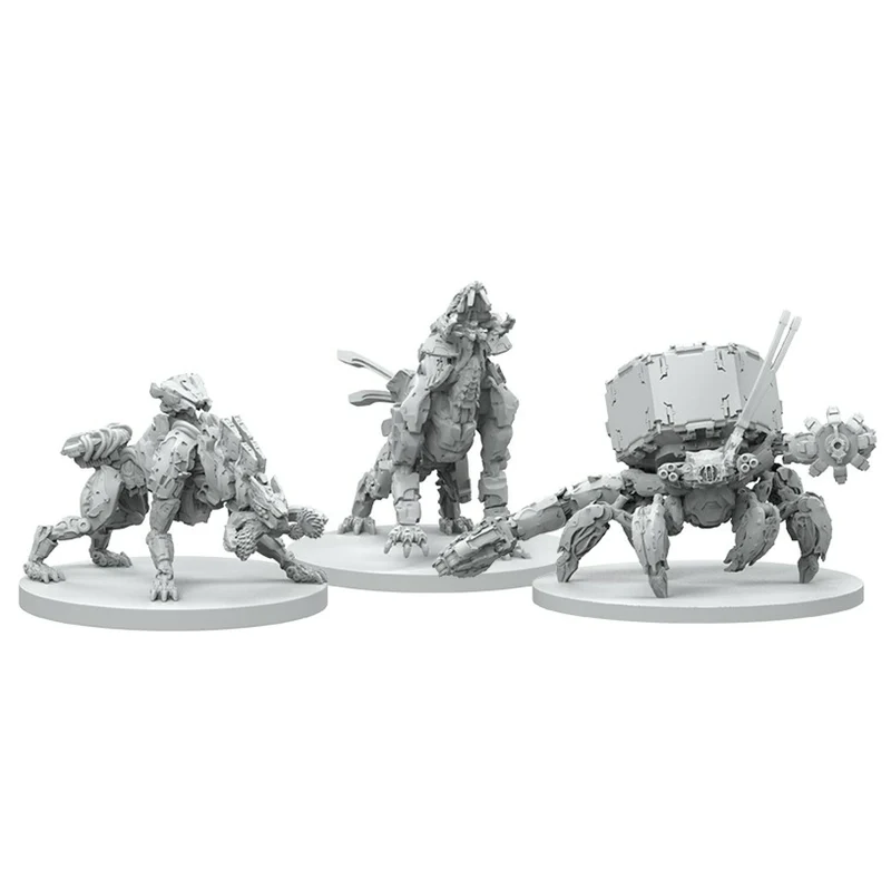 Unpainted miniatures from the Horizon Zero Dawn board game