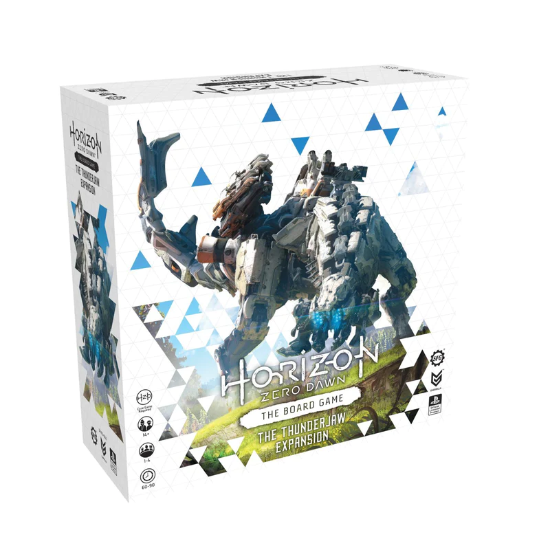 The Horizon Zero Dawn the Board Game Thunder Jaw Expansion box stood upright