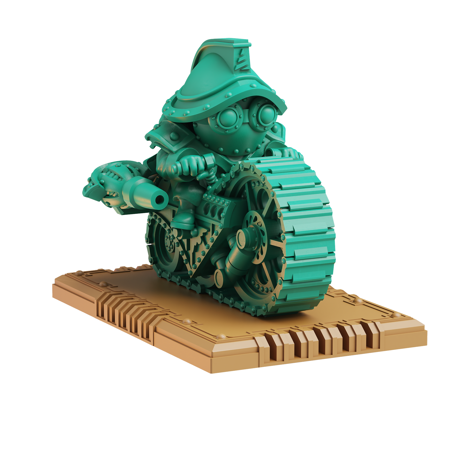 One of the miniature commanders from Rivet Wars - green