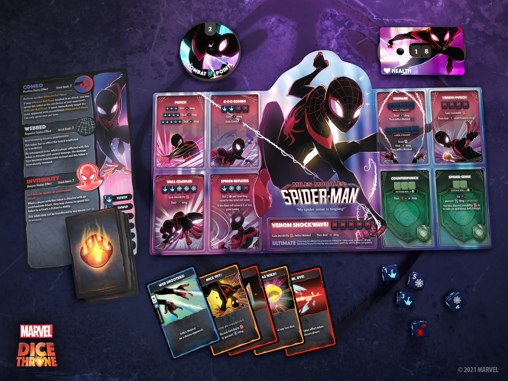 The Spider-Man player components from Marvel Dice Throne