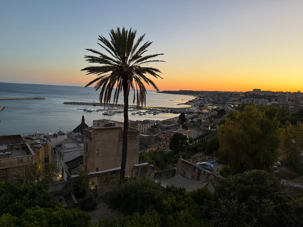 The seaside town of Sciacca at sunset.