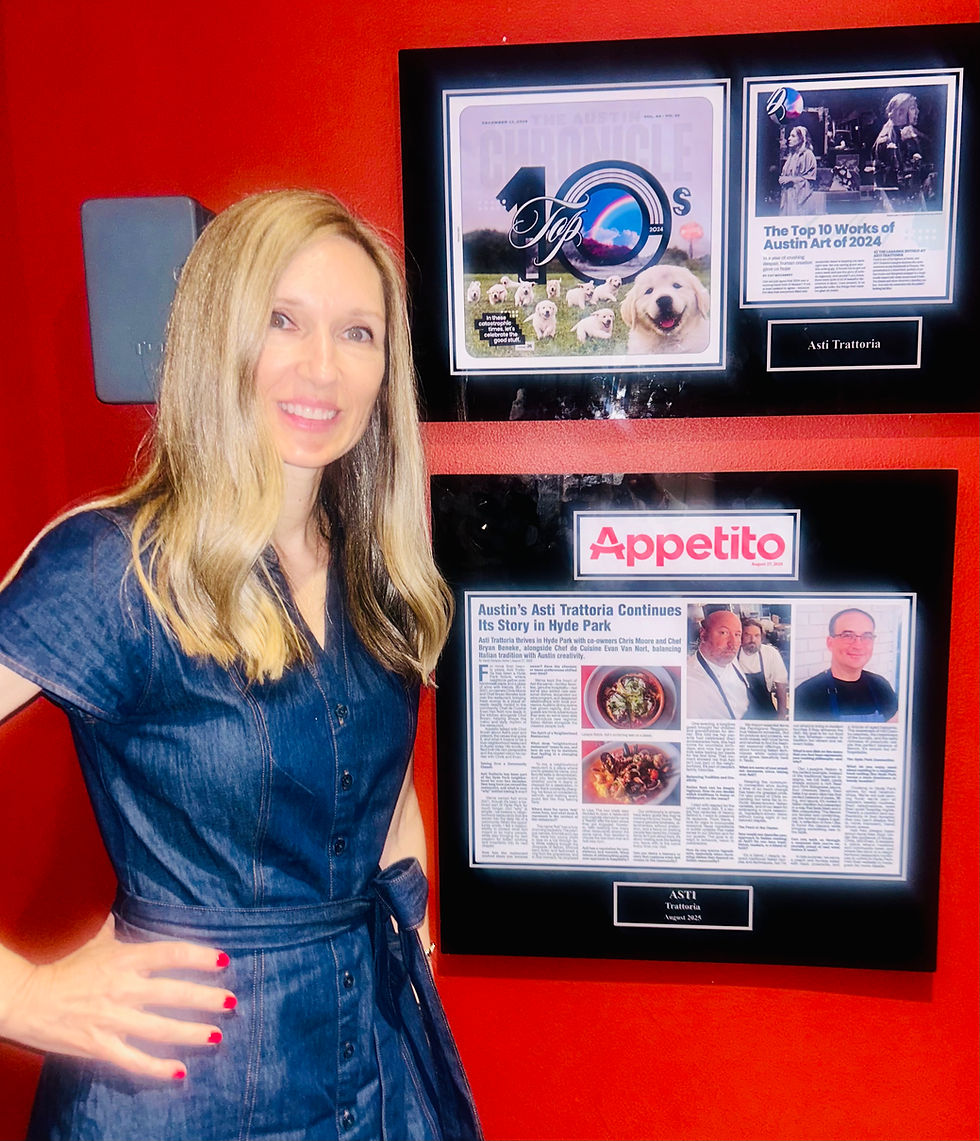 And our ultimate go-to - Asti Trattoria in Hyde Park. Italian food done right. Simple, fresh, organic, and the owners and chef are AMAZING. We never miss it. They even framed our Appetito Magazine article!