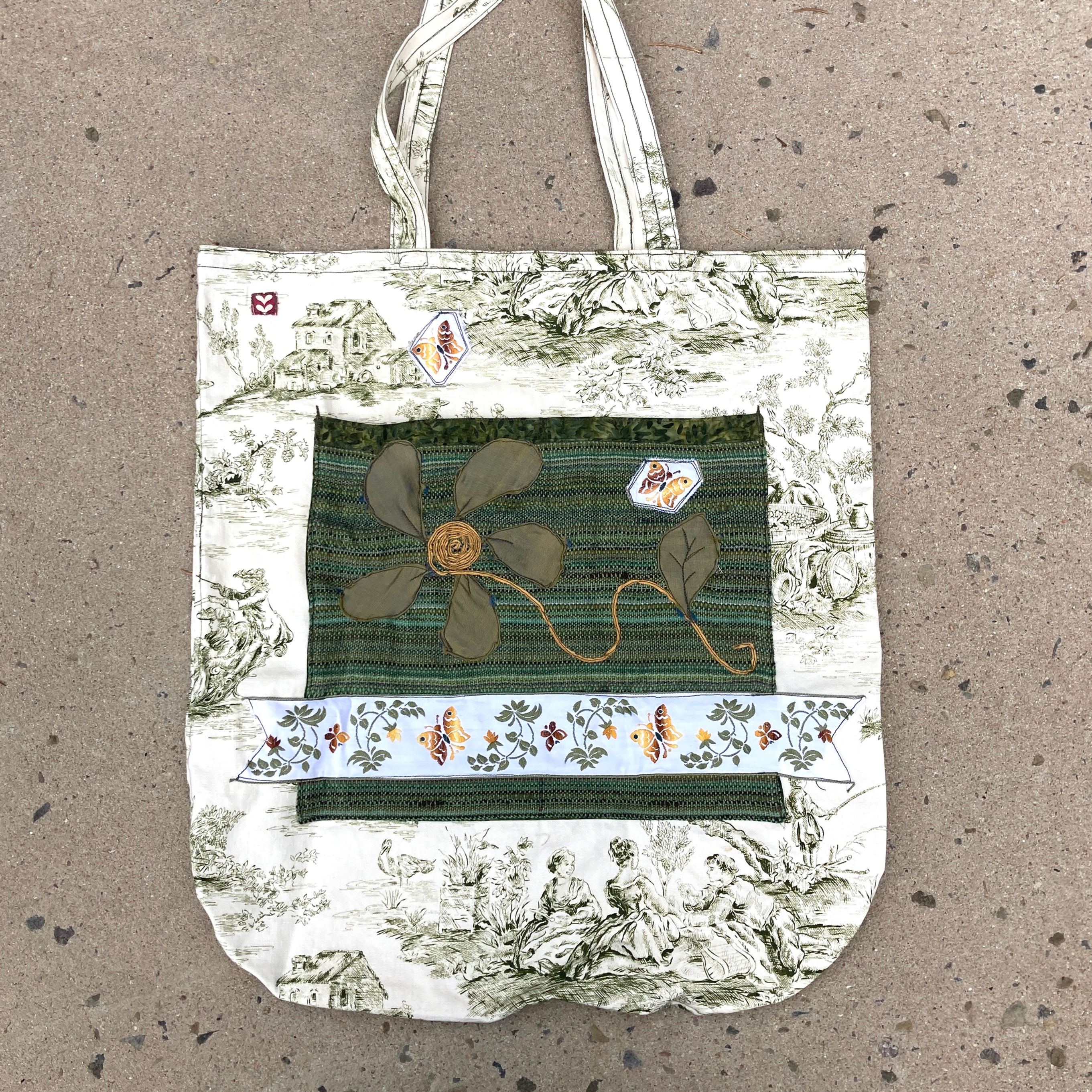 Green French Country Tote