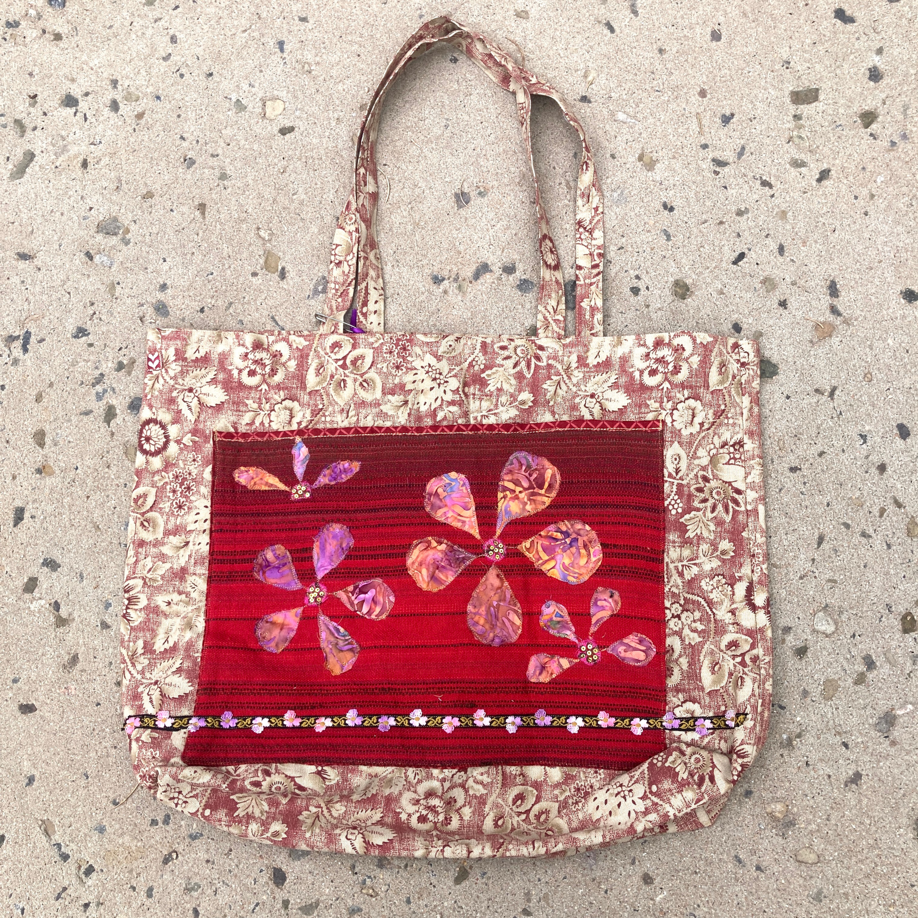Burgundy Botanical Tote