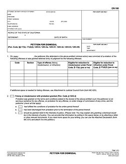 CR-180 Petition for Dismissal