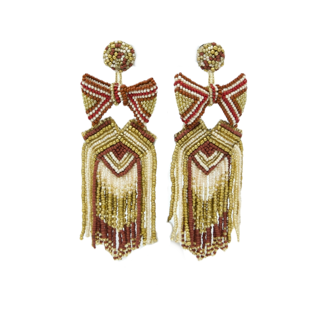 Handmade Beaded  Bow Neutral Colors