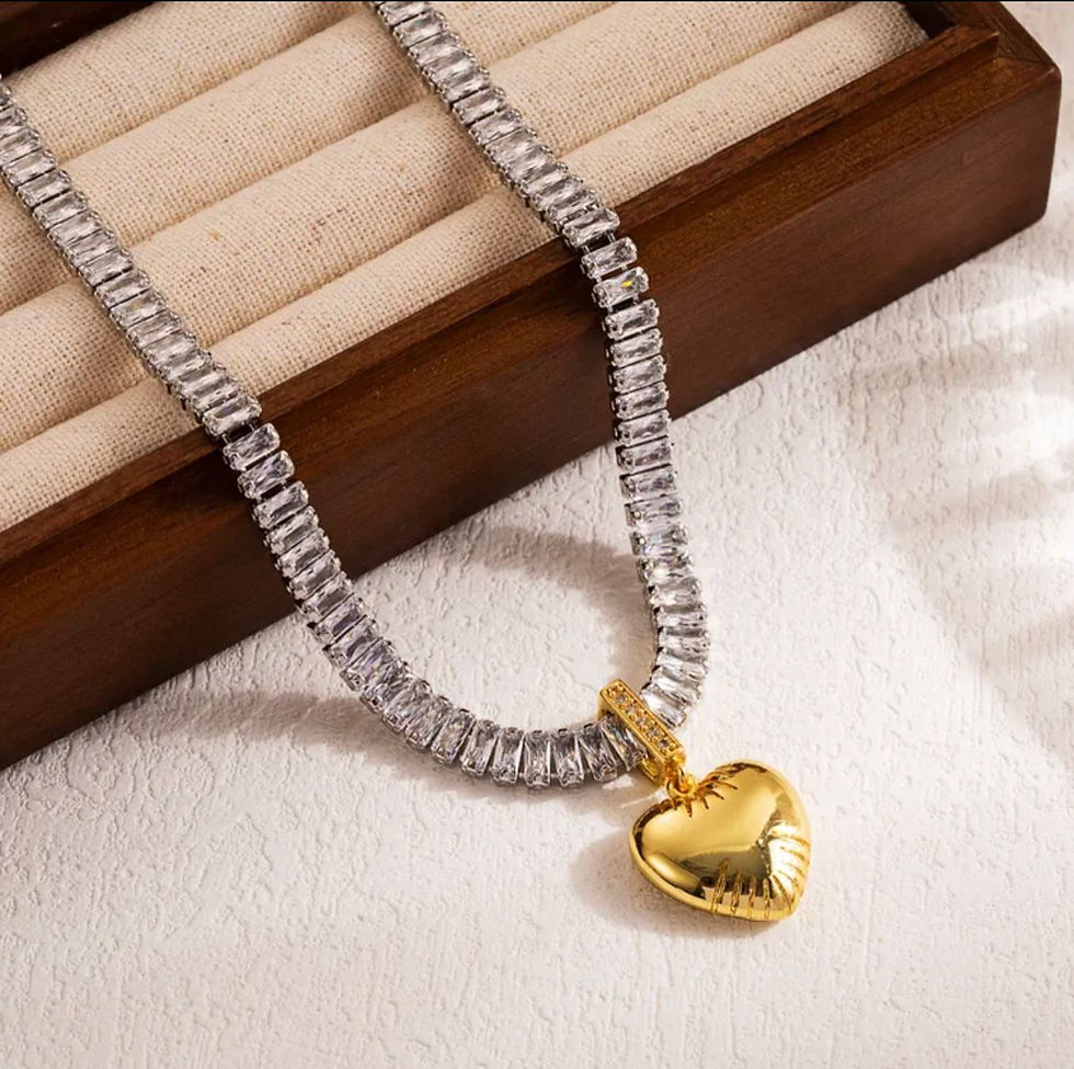 Bubble Heart Silver Gold Charm Zircon Necklace