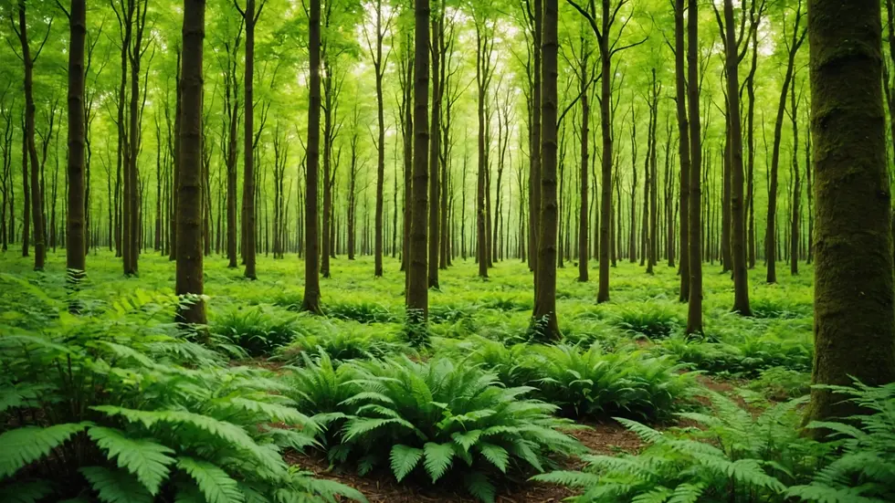 Close-up view of a lush green forest