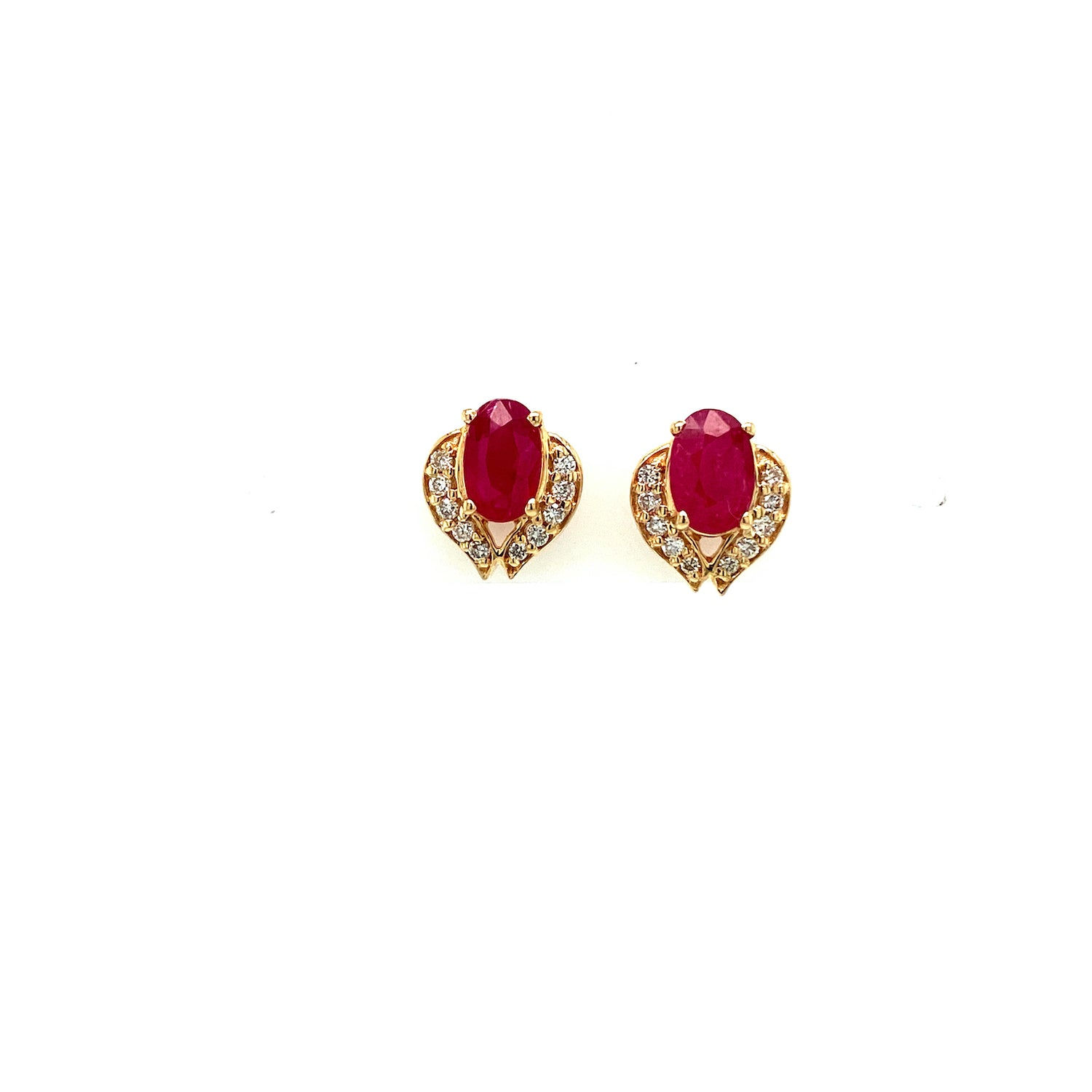 Ruby and Diamond Earring in 14K Yellow Gold-135