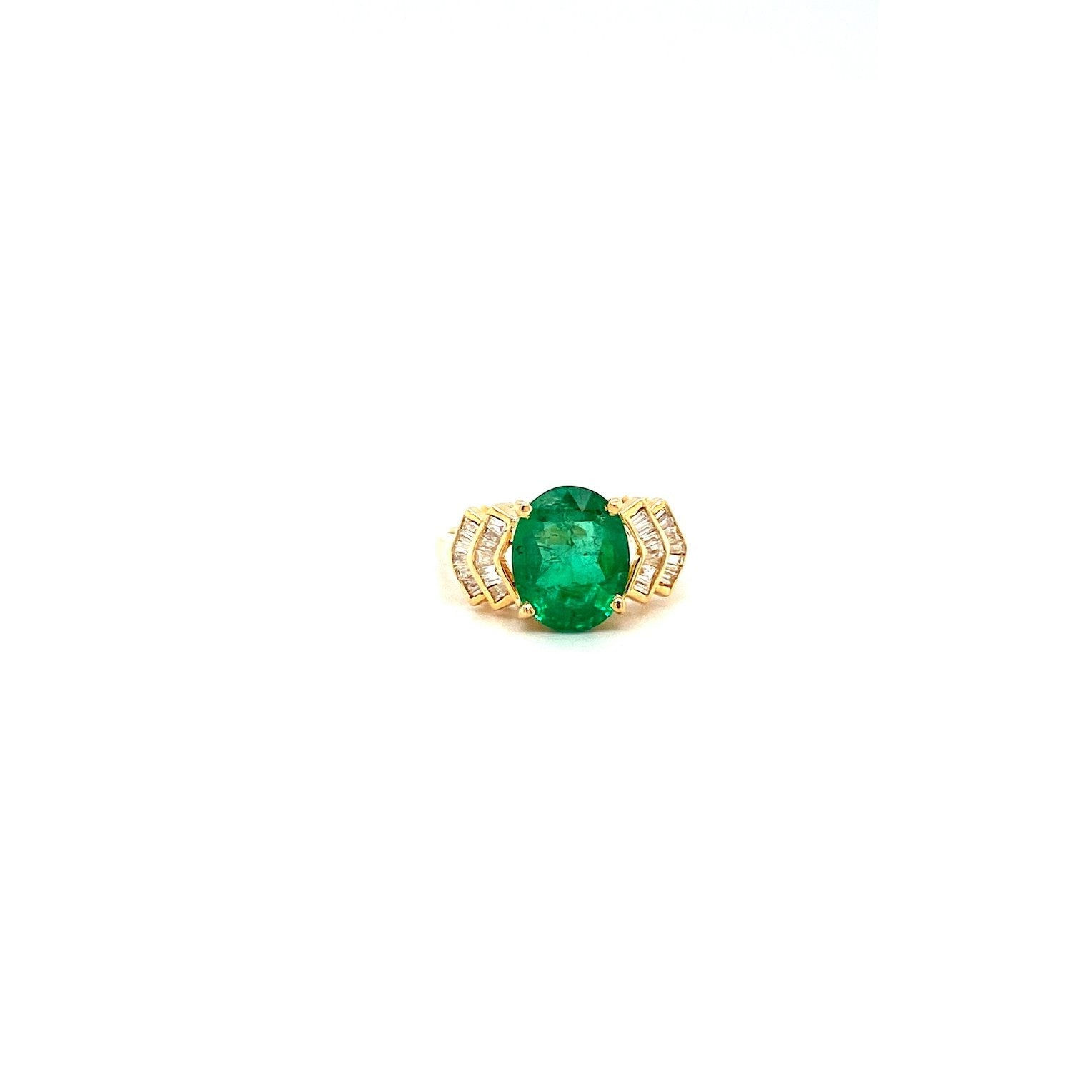 Emerald and Diamond Ring in 14K Yellow Gold-376