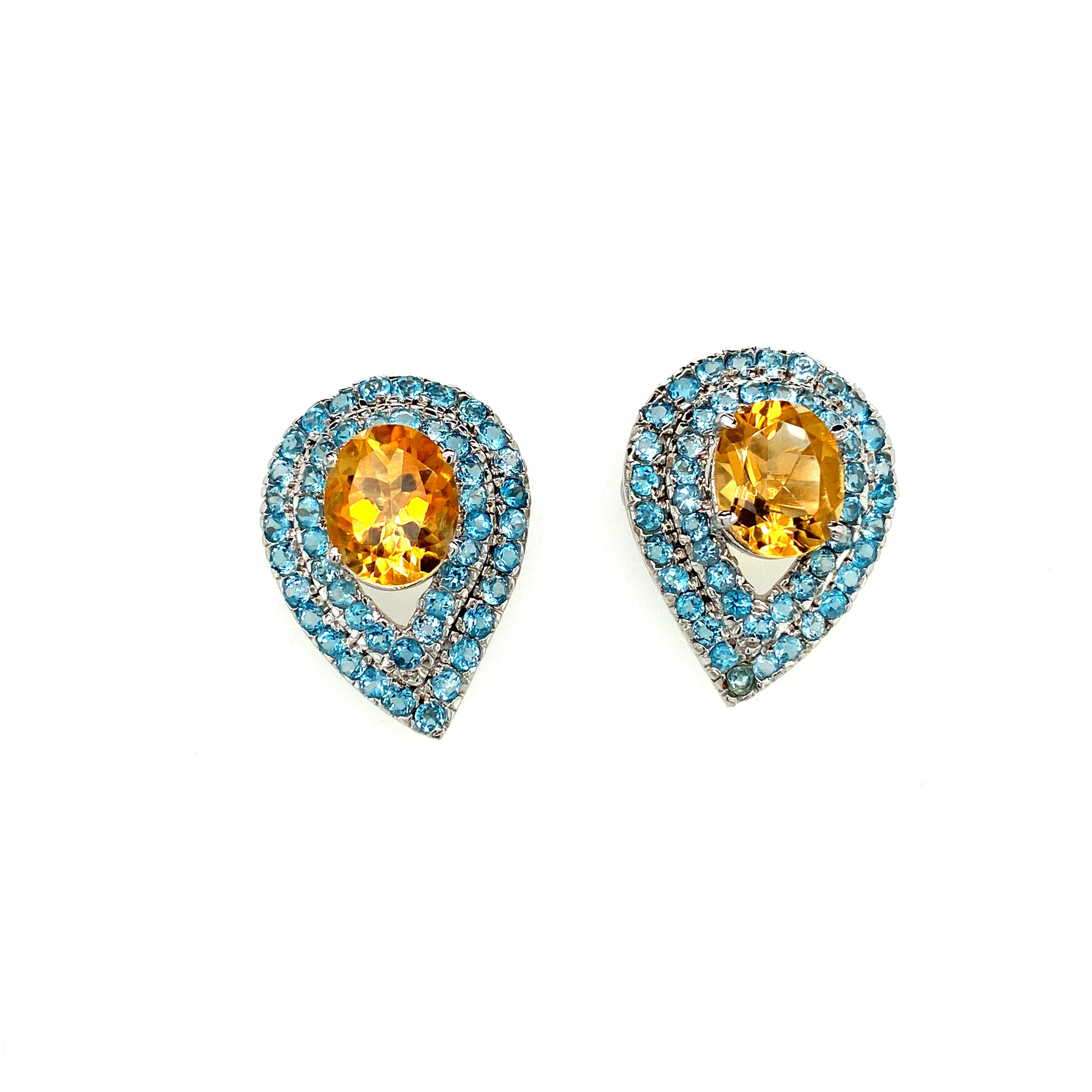 Multi Colour Stones Earring in 925 Sterling Silver-834