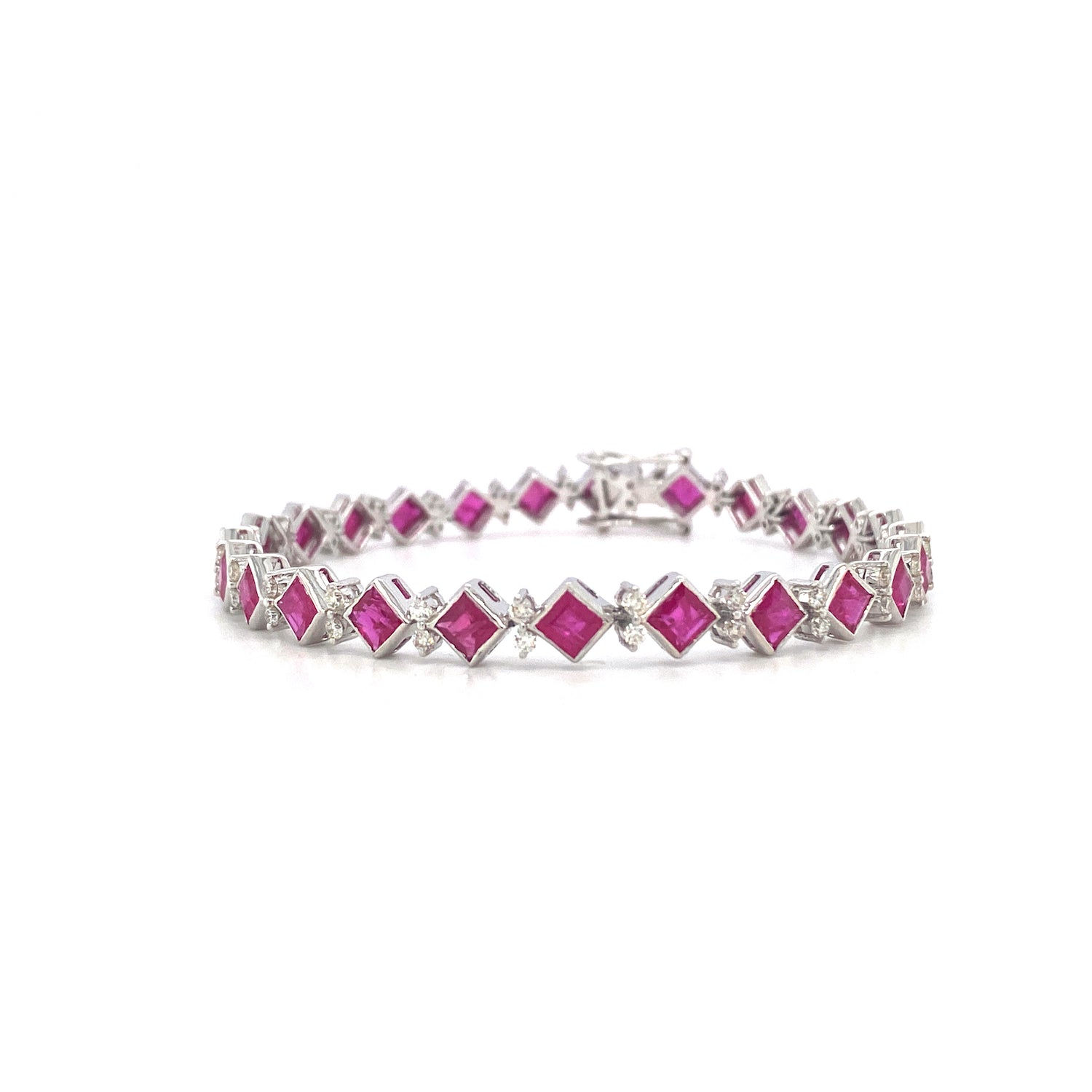 Ruby and Diamond Bracelet in 18K White Gold-179