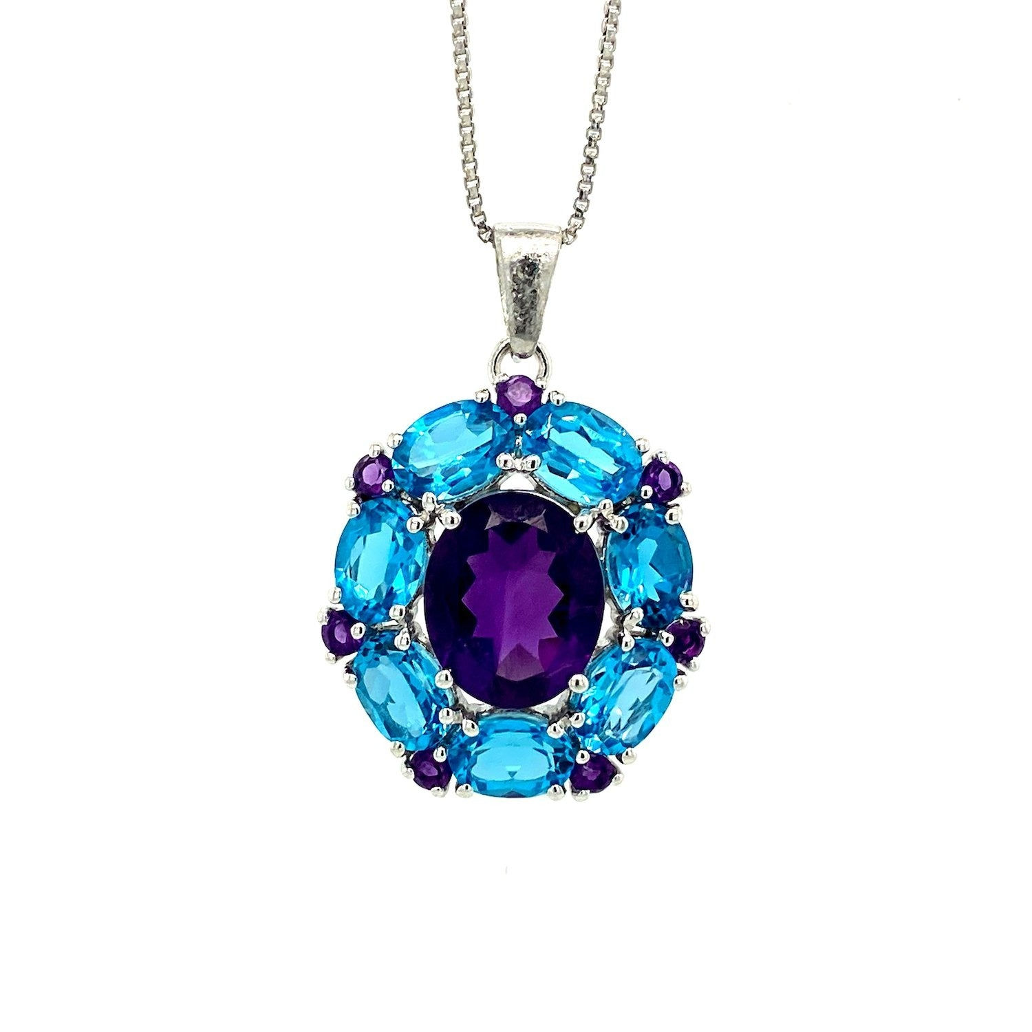 Multi Colour Stone Pendant in 925 Sterling Silver-1418