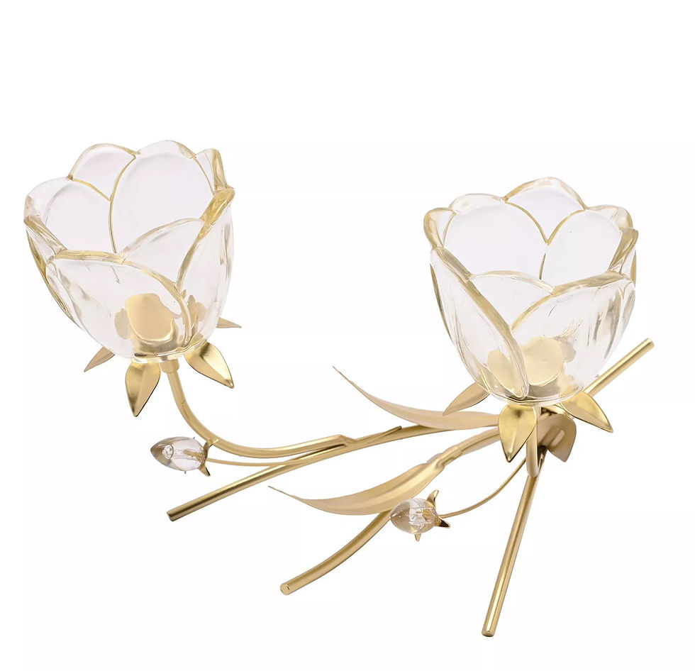 Miniaturbild: Teelichthalter gold 2er Glasrose im Schöne und das Biest Style 