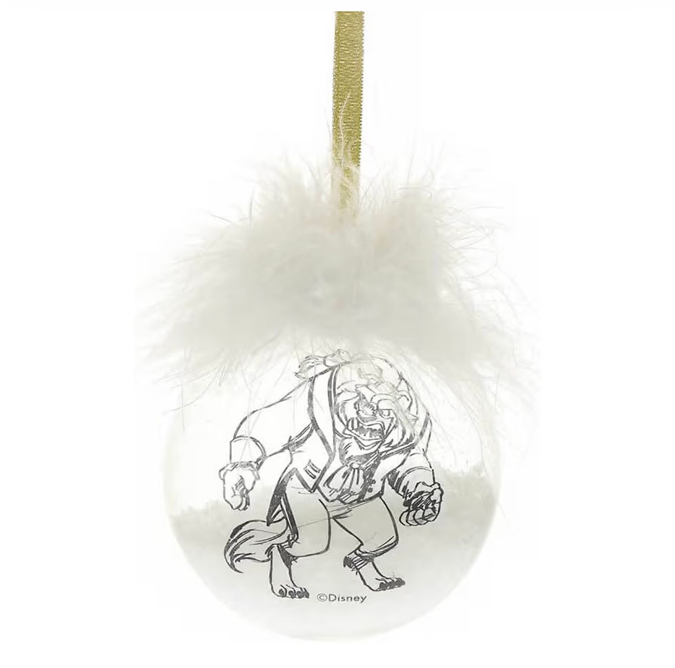 Miniature : Boules de plumes suspendues La Belle et la Bête, lot de 2, dans une boîte cadeau