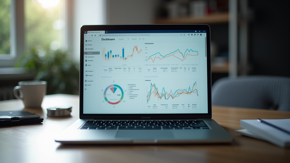 Eye-level view of a laptop screen displaying KPI dashboard