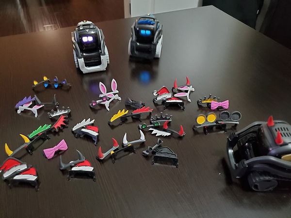 3 Vector robots with many accessories such as devil horns, bows, and bunny ears