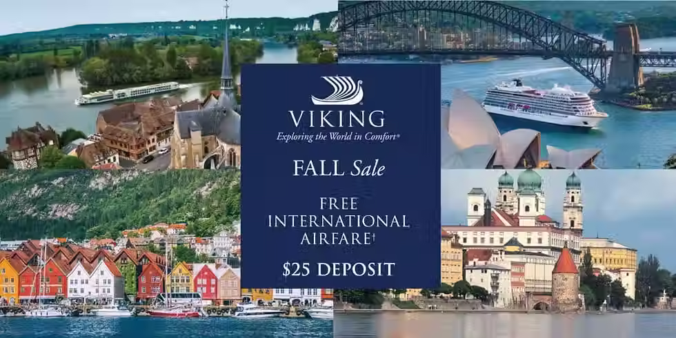 A graphic showcasing parts of Europe for Viking's Fall Sale.