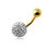 サムネイル： CLEAR CRYSTAL BALL GOLD BELLY BUTTON NAVEL RING