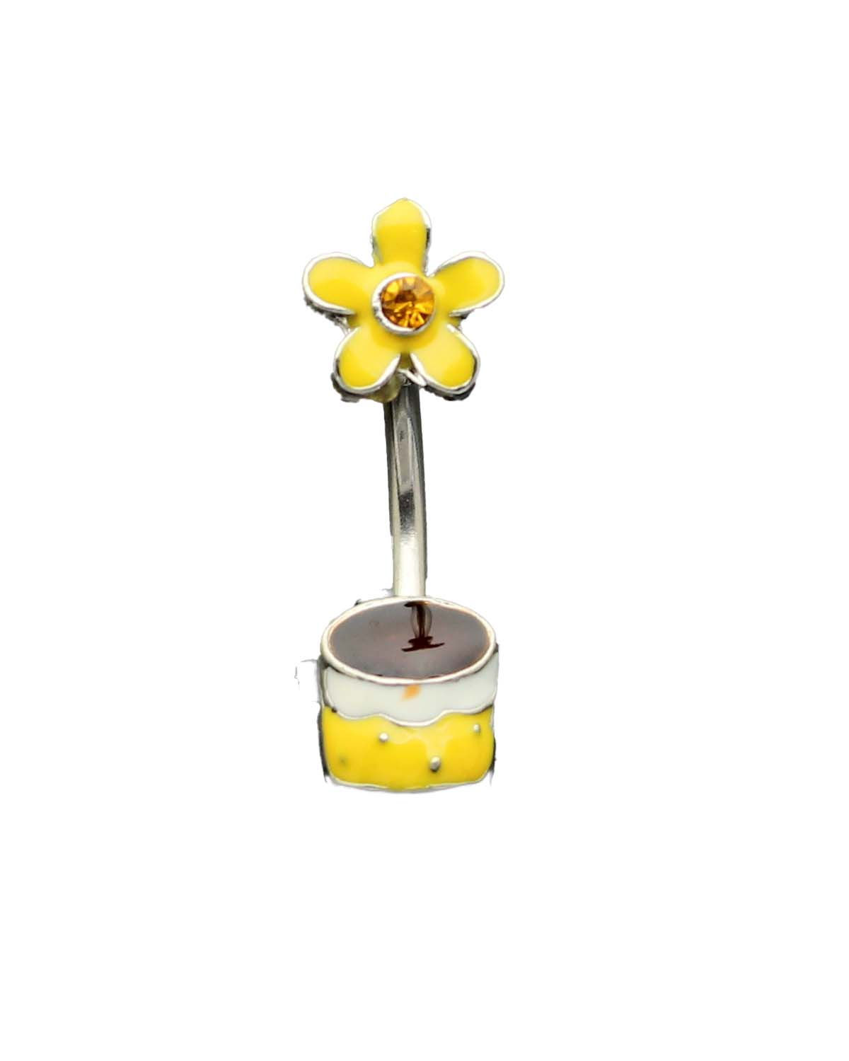 Daisy Flower Pot Navel Belly Ring