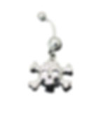 Skull & Crossbones Silver Crystal Belly Ring