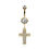 サムネイル： Yellow Gold Diamond Cross Belly Ring