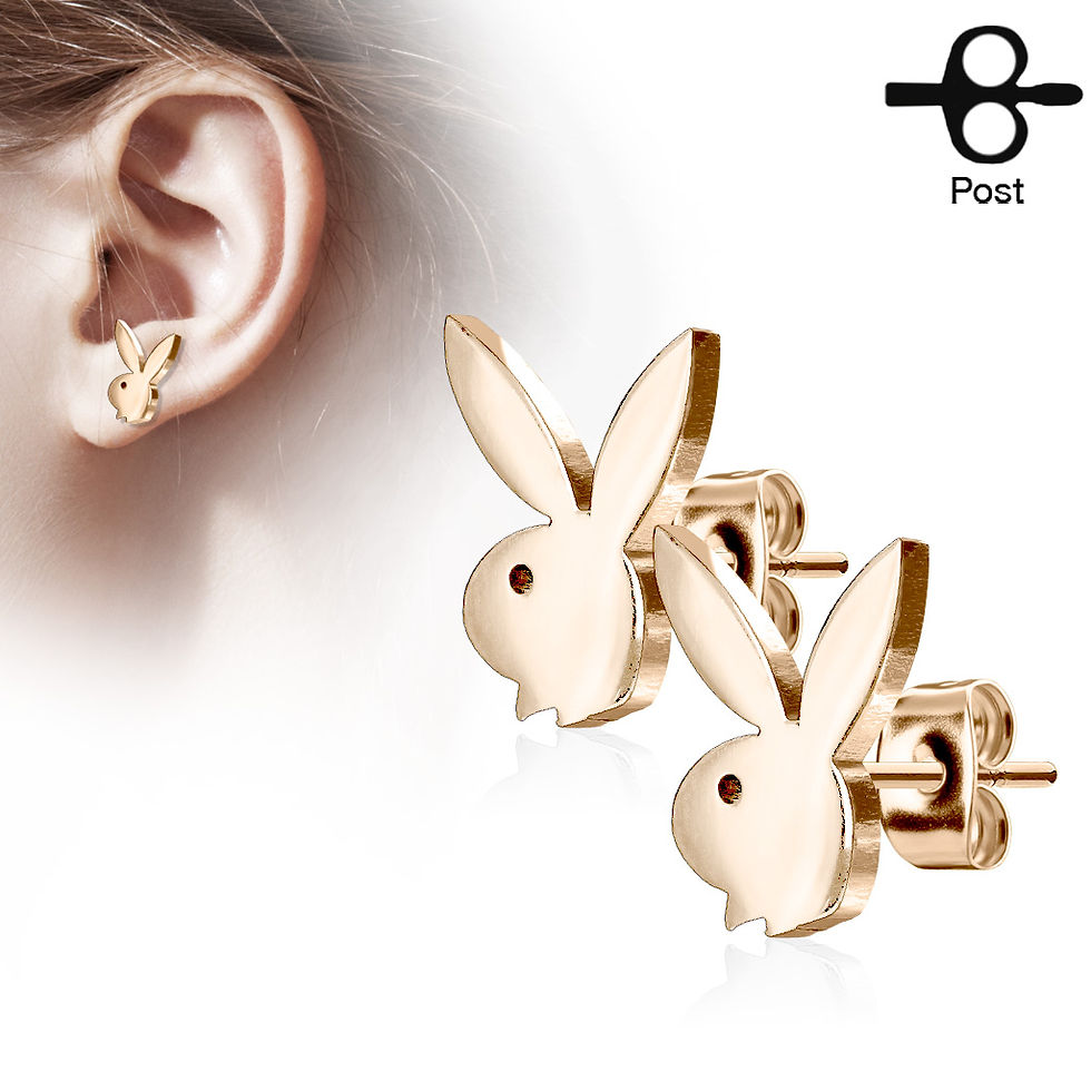 サムネイル： ROSE GOLD PLAYBOY BUNNY STUD EARRINGS